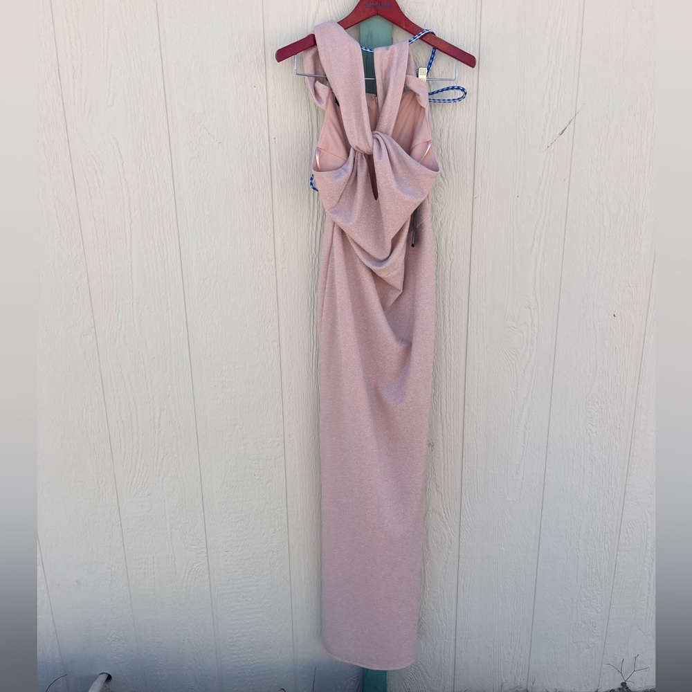 Bebe Blush Pink Halter Gown | Glitter Maxi Dress | Formal Evening Dress size 10
